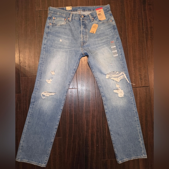 Levi's 501 Distressed Blue Denim Jeans